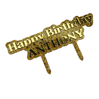 Double Layer Happy Birthday with Name | Cake Topper