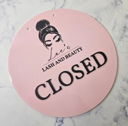 Open &amp; Closed Sign with Logo | Round 26cm