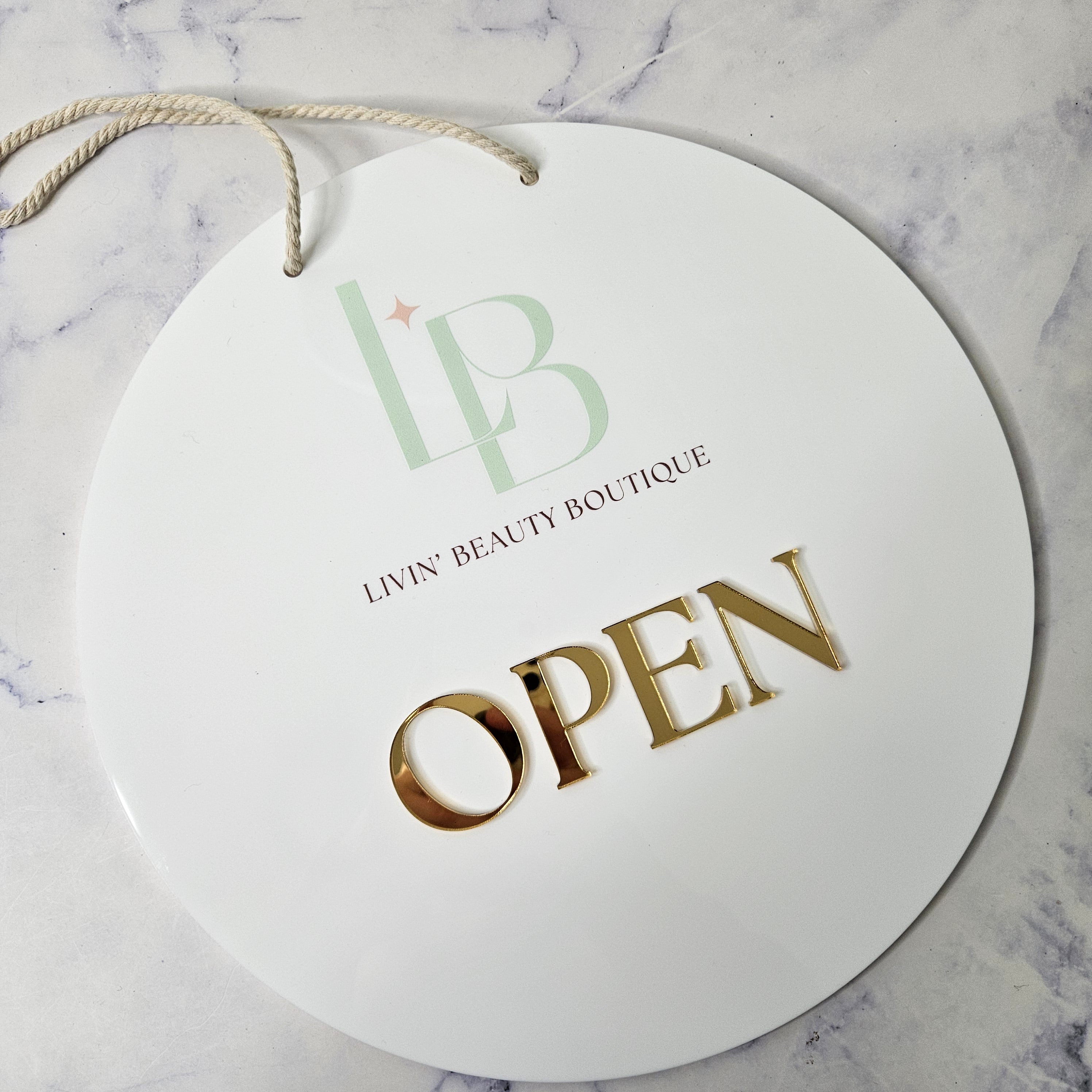 Open &amp; Closed Sign with Logo | Round 26cm