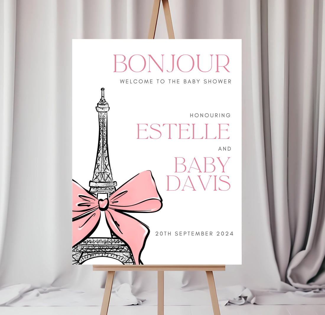 Bonjour | Baby Shower Welcome Sign