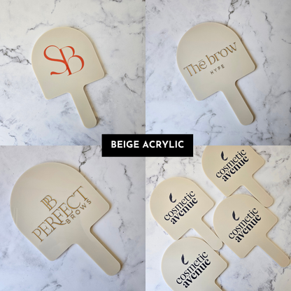 Arch Handheld Mirrors with Logo in Beige