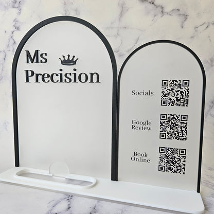 Double arch qr code sign with frosted acrylic